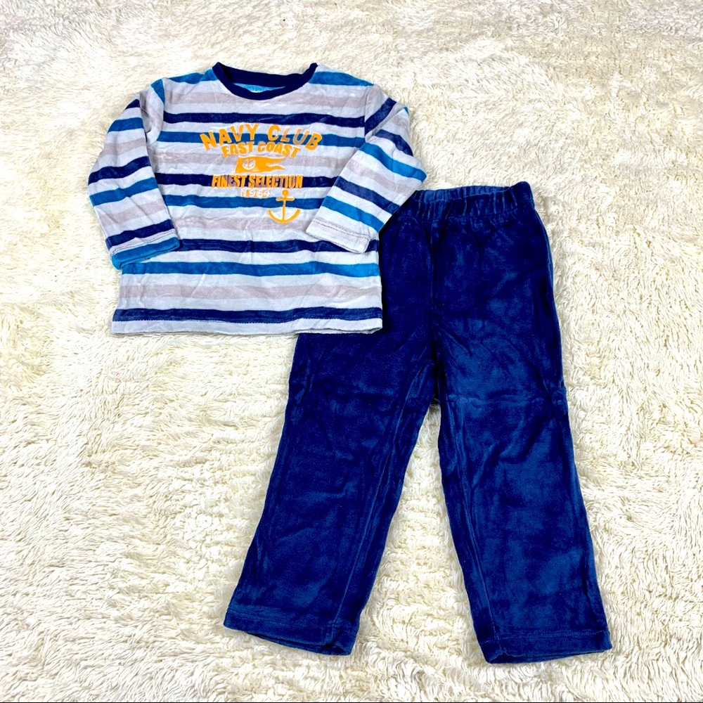 2pcs Baby Boy Fleece Outfit Set